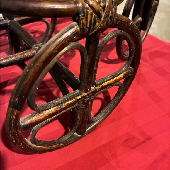 Vintage Handmade Bamboo Wicker Tricycle Plant Stand/Decor - Picture 7 of 7